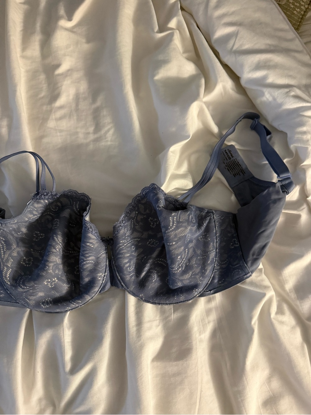 Soma 34DDD Lace-Trim Underwire Bra in Dusty Blue